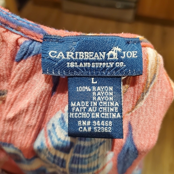 Caribbean Joe Shift Dress Tropical Floral Pink Blue Preppy Summer Vacation L - Picture 3 of 5